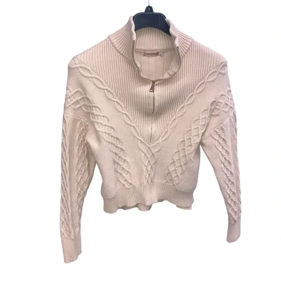 Women's Cable Knit Sweater - Cream 74 % VISCOSE 26 POLYAMIDE SIZE MEDIUM - Picture 4 of 7